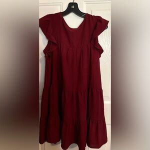 Urban Rose Burgundy Ruffle Tiered Dress Large